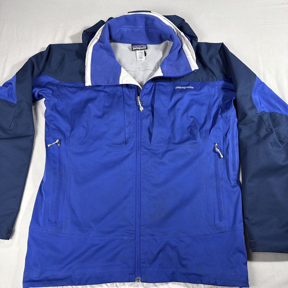 Mens Patagonia Mens Light Smoke Flash Jacket Blue Hooded Full Zip Size Medium